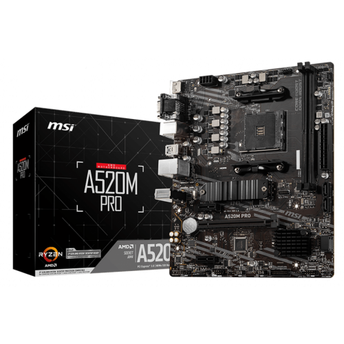 Уценка материнская плата MSI A520M PRO (sAM4, AMD A520) (Следы использования, 835022) купить в Украине: Киев, Днепр, Харьков, Одесса  | Проверка совместимости, низкая цена, отзывы, характеристики от TELEMART фото