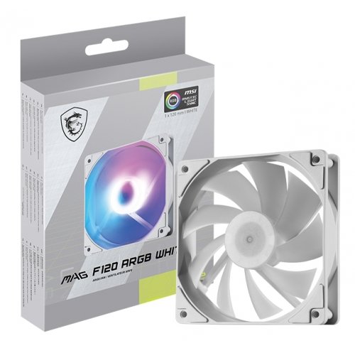 Кулер для корпуса MSI MAG F120 ARGB White купити в Україні: Київ, Львів, Хмельницький, Тернопіль, Івано-Франківськ | Перевірка сумісності, низька ціна, відгуки, характеристики від TELEMART фото