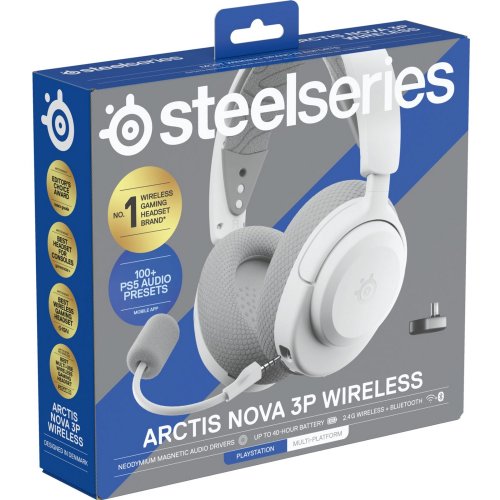 Наушники SteelSeries Arctis Nova 3P Wireless MultiPlatform (61687) White купить в Украине: Киев, Днепр, Харьков, Одесса  | Низкая цена, отзывы, характеристики от TELEMART фото