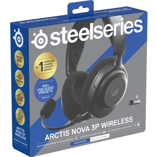 Наушники SteelSeries Arctis Nova 3P Wireless MultiPlatform (61686) Black купить в Украине: Киев, Днепр, Харьков, Одесса  | Низкая цена, отзывы, характеристики от TELEMART фото