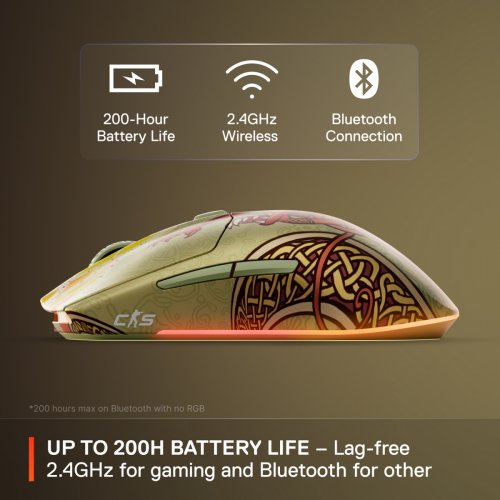 Мышка SteelSeries CS2 Dragon Lore Edition Wireless (62614) Yellow купить в Украине: Киев, Днепр, Харьков, Одесса  | Низкая цена, отзывы, характеристики от TELEMART фото