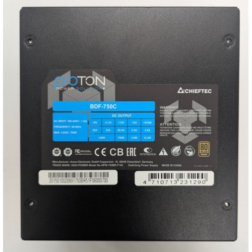 Блок питания CHIEFTEC Proton 750W (BDF-750C) (Восстановлено продавцом, 835421) купить в Украине: Киев, Днепр, Харьков, Одесса  | Проверка совместимости, низкая цена, отзывы, характеристики от TELEMART фото