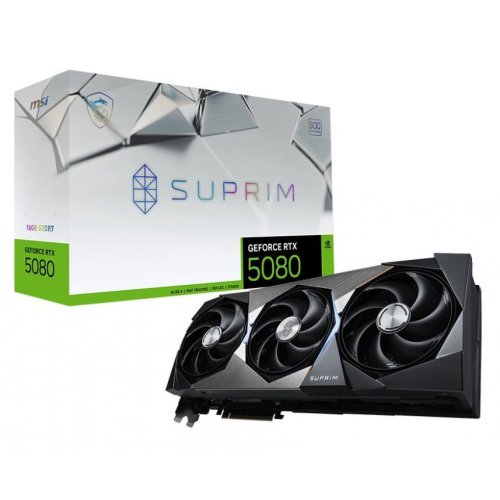 Уценка видеокарта MSI GeForce RTX 5080 SUPRIM SOC 16384MB (RTX 5080 16G SUPRIM SOC) (Следы использования, 835444) купить в Украине: Киев, Днепр, Харьков, Одесса  | Проверка совместимости, низкая цена, отзывы, характеристики от TELEMART фото