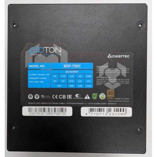 Блок питания CHIEFTEC Proton 750W (BDF-750C) (Восстановлено продавцом, 835844) купить в Украине: Киев, Днепр, Харьков, Одесса  | Проверка совместимости, низкая цена, отзывы, характеристики от TELEMART фото