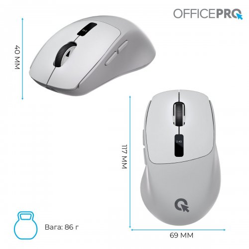 Миша OfficePro M398 Silent Click Wireless Gray купити в Україні: Київ, Львів, Хмельницький, Тернопіль, Івано-Франківськ | Низька ціна, відгуки, характеристики від TELEMART фото