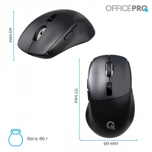 Миша OfficePro M398 Silent Click Wireless Black купити в Україні: Київ, Львів, Хмельницький, Тернопіль, Івано-Франківськ | Низька ціна, відгуки, характеристики від TELEMART фото