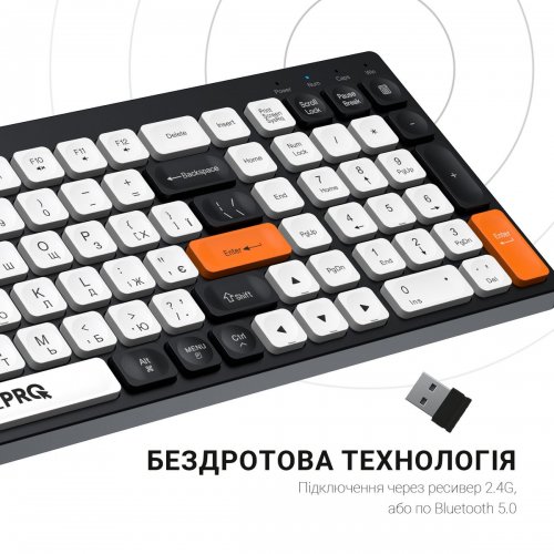 Клавиатура OfficePro SK985 Wireless Black/White купить в Украине: Киев, Днепр, Харьков, Одесса  | Низкая цена, отзывы, характеристики от TELEMART фото