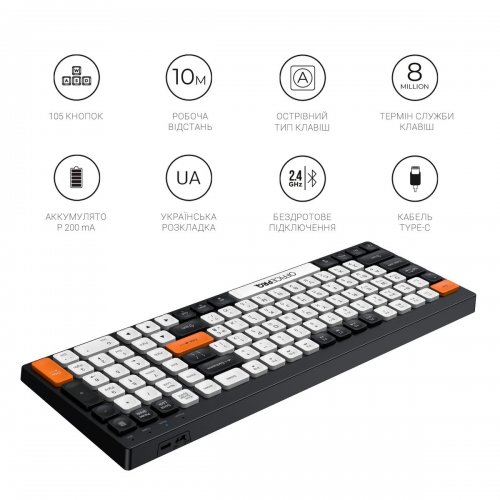 Клавиатура OfficePro SK985 Wireless Black/White купить в Украине: Киев, Днепр, Харьков, Одесса  | Низкая цена, отзывы, характеристики от TELEMART фото