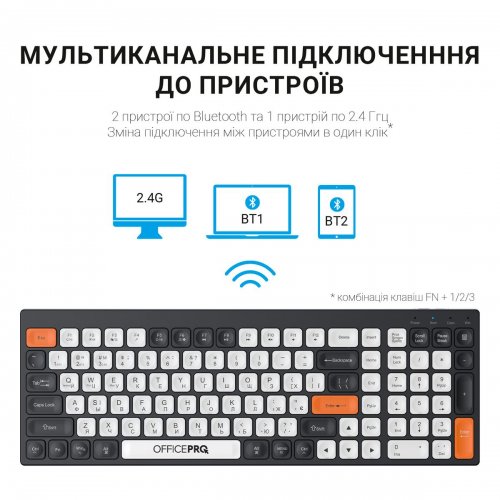 Клавиатура OfficePro SK985 Wireless Black/White купить в Украине: Киев, Днепр, Харьков, Одесса  | Низкая цена, отзывы, характеристики от TELEMART фото
