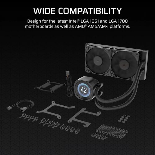 Готовая СВО Corsair Nautilus 240 RS LCD (CW-9061031-WW) Black купить в Украине: Киев, Днепр, Харьков, Одесса  | Проверка совместимости, низкая цена, отзывы, характеристики от TELEMART фото