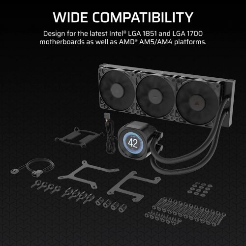 Готовая СВО Corsair Nautilus 360 RS LCD (CW-9061033-WW) Black купить в Украине: Киев, Днепр, Харьков, Одесса  | Проверка совместимости, низкая цена, отзывы, характеристики от TELEMART фото