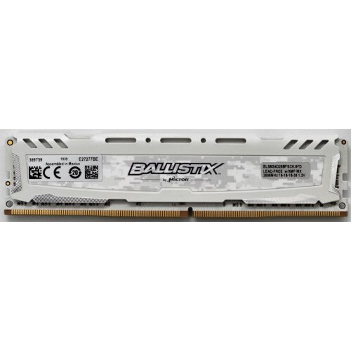 Озп Crucial DDR4 8GB 2666Mhz Ballistix Sport LT (BLS8G4D26BFSCK) White (Відновлено продавцем, 836230) купити в Україні: Київ, Львів, Хмельницький, Тернопіль, Івано-Франківськ | Перевірка сумісності, низька ціна, відгуки, характеристики від TELEMART фото