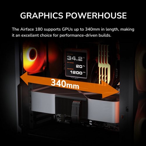 Корпус Cougar Airface 180 без БП Black купить в Украине: Киев, Днепр, Харьков, Одесса  | Проверка совместимости, низкая цена, отзывы, характеристики от TELEMART фото