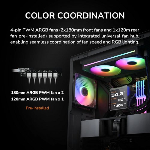 Корпус Cougar Airface 180 без БП Black купить в Украине: Киев, Днепр, Харьков, Одесса  | Проверка совместимости, низкая цена, отзывы, характеристики от TELEMART фото