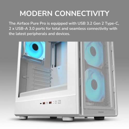 Корпус Cougar Airface Pure Pro без БЖ White купити в Україні: Київ, Львів, Хмельницький, Тернопіль, Івано-Франківськ | Перевірка сумісності, низька ціна, відгуки, характеристики від TELEMART фото