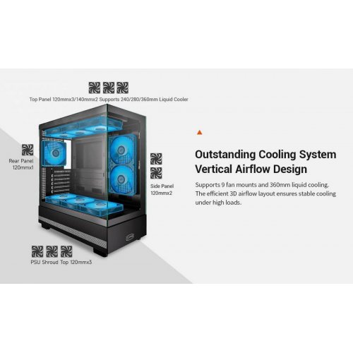 Корпус PCCooler C3 Q500 Tempered Glass без БЖ Black купити в Україні: Київ, Львів, Хмельницький, Тернопіль, Івано-Франківськ | Перевірка сумісності, низька ціна, відгуки, характеристики від TELEMART фото