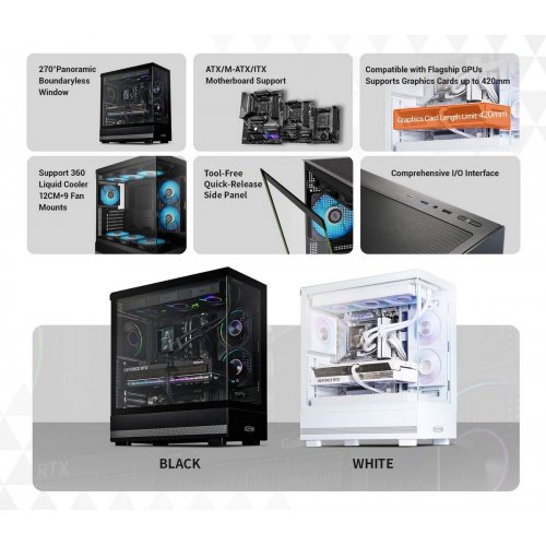 Корпус PCCooler C3 Q500 Tempered Glass без БЖ Black купити в Україні: Київ, Львів, Хмельницький, Тернопіль, Івано-Франківськ | Перевірка сумісності, низька ціна, відгуки, характеристики від TELEMART фото