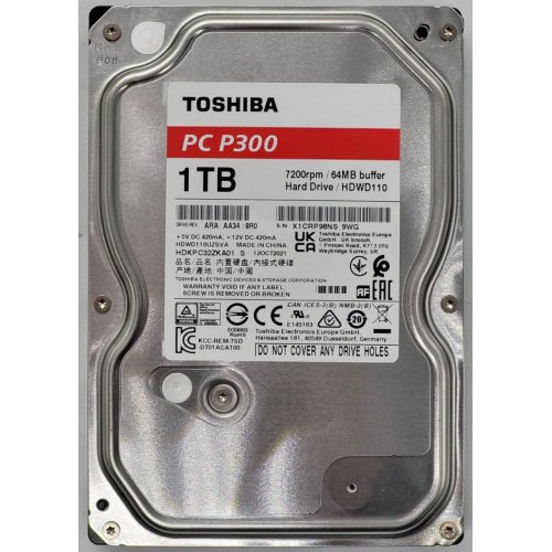Жесткий диск Toshiba P300 1TB 64MB 7200RPM 3.5" (HDWD110UZSVA) (Восстановлено продавцом, 836298) купить в Украине: Киев, Днепр, Харьков, Одесса  | Проверка совместимости, низкая цена, отзывы, характеристики от TELEMART фото