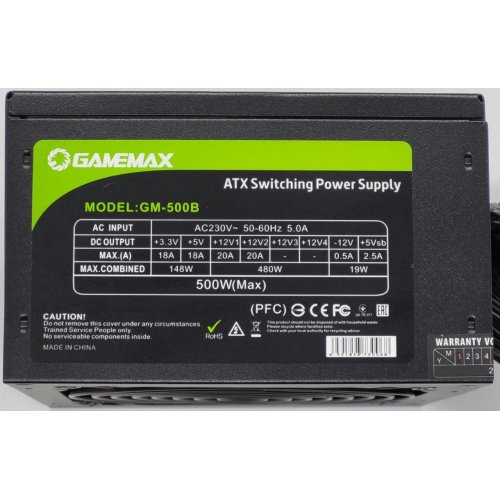 Блок питания GAMEMAX 500W (GM-500B) (Восстановлено продавцом, 836302) купить в Украине: Киев, Днепр, Харьков, Одесса  | Проверка совместимости, низкая цена, отзывы, характеристики от TELEMART фото