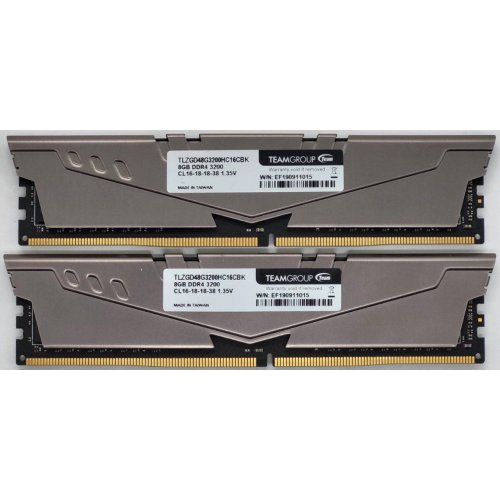 Озу Team DDR4 16GB (2x8GB) 3200Mhz T-Force Vulcan Z Grey (TLZGD416G3200HC16CDC01) (Восстановлено продавцом, 836321) купить в Украине: Киев, Днепр, Харьков, Одесса  | Проверка совместимости, низкая цена, отзывы, характеристики от TELEMART фото