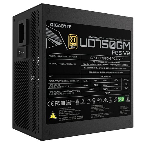 Уценка блок питания Gigabyte UD750GM PG5 V2 750W (GP-UD750GM PG5 V2) Black (Вскрытая упаковка, 836529) купить в Украине: Киев, Днепр, Харьков, Одесса  | Проверка совместимости, низкая цена, отзывы, характеристики от TELEMART фото