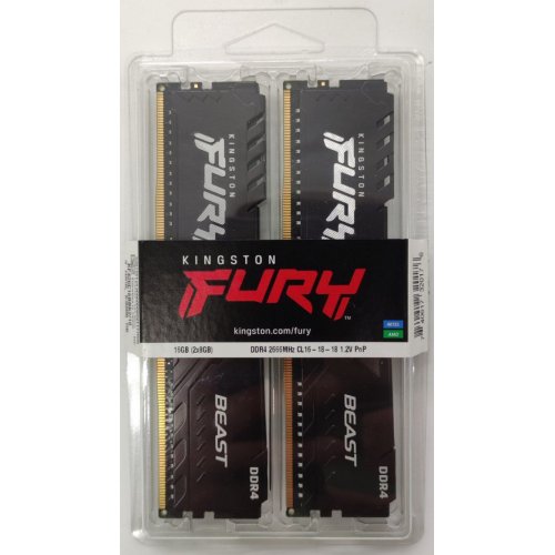 Озу Kingston DDR4 16GB (2x8GB) 2666Mhz FURY Beast Black (KF426C16BBK2/16) (Восстановлено продавцом, 836561) купить в Украине: Киев, Днепр, Харьков, Одесса  | Проверка совместимости, низкая цена, отзывы, характеристики от TELEMART фото