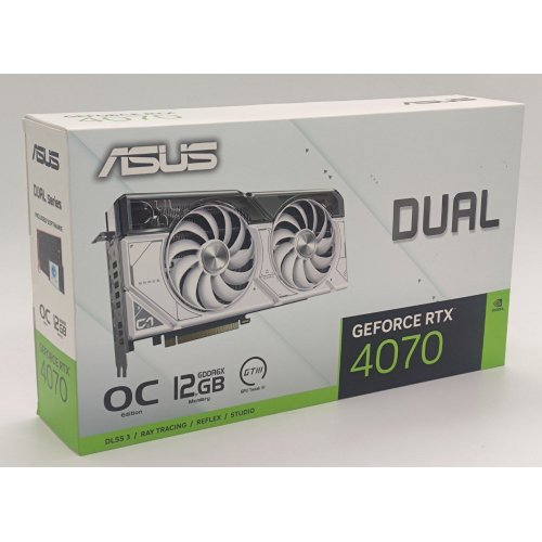Відеокарта Asus Dual GeForce RTX 4070 OC 12288MB (DUAL-RTX4070-O12G-WHITE) (Відновлено продавцем, 836585) купити в Україні: Київ, Львів, Хмельницький, Тернопіль, Івано-Франківськ | Перевірка сумісності, низька ціна, відгуки, характеристики від TELEMART фото