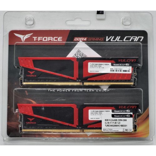 Озу Team DDR4 8GB (2x4GB) 2666Mhz T-Force Vulcan Red (TLRED48G2666HC15BDC01) (Восстановлено продавцом, 836594) купить в Украине: Киев, Днепр, Харьков, Одесса  | Проверка совместимости, низкая цена, отзывы, характеристики от TELEMART фото