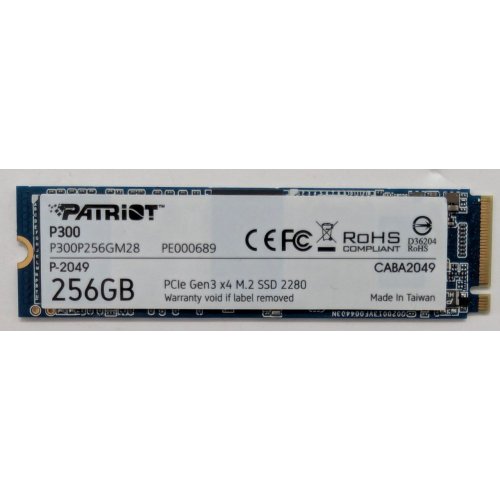 Ssd-диск Patriot P300 256GB M.2 (2280 PCI-E) NVMe x4 (P300P256GM28) (Восстановлено продавцом, 836851) купить в Украине: Киев, Днепр, Харьков, Одесса  | Проверка совместимости, низкая цена, отзывы, характеристики от TELEMART фото