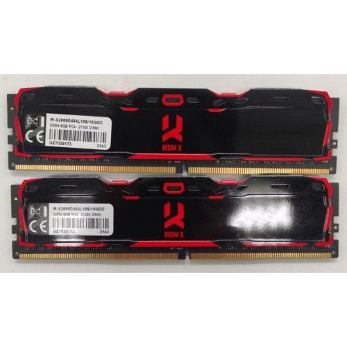 Озп GoodRAM DDR4 16GB (2x8GB) 2666Mhz IRDM X Black (IR-X2666D464L16S/16GDC) (Відновлено продавцем, 836870) купити в Україні: Київ, Львів, Хмельницький, Тернопіль, Івано-Франківськ | Перевірка сумісності, низька ціна, відгуки, характеристики від TELEMART фото