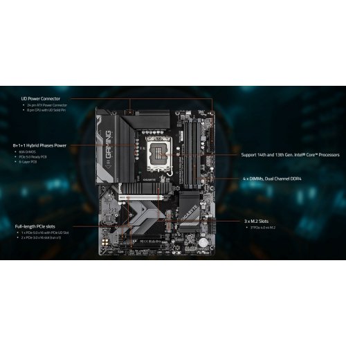 Материнська плата Gigabyte B760 GAMING X DDR4 GEN5 (s1700, Intel B760) купити в Україні: Київ, Львів, Хмельницький, Тернопіль, Івано-Франківськ | Перевірка сумісності, низька ціна, відгуки, характеристики від TELEMART фото