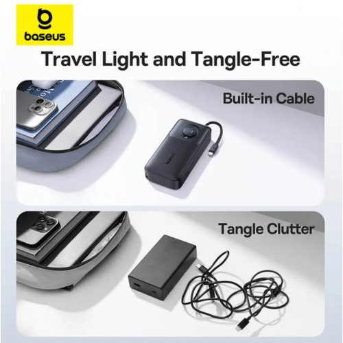 Powerbank Baseus Free 2 Pull 20000mAh 65W with Retractable Cable (P10073700123-00) Cosmic Black купити в Україні: Київ, Львів, Хмельницький, Тернопіль, Івано-Франківськ | Низька ціна, відгуки, характеристики від TELEMART фото