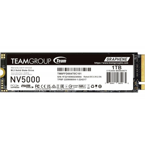 SSD-диск Team NV5000 3D NAND 1TB M.2 (2280 PCI-E) NVMe x4 (TM8FGM001T0C101) купити в Україні: Київ, Львів, Хмельницький, Тернопіль, Івано-Франківськ | Перевірка сумісності, низька ціна, відгуки, характеристики від TELEMART фото