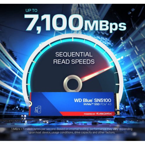 SSD-диск Western Digital Blue SN5100 3D NAND QLC 2TB M.2 (2280 PCI-E) NVMe x4 (WDS200T5B0E-00CPE0) купить в Украине: Киев, Днепр, Харьков, Одесса  | Проверка совместимости, низкая цена, отзывы, характеристики от TELEMART фото
