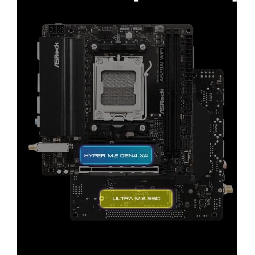Материнська плата AsRock A620AI WiFi (sAM5, AMD A620A) купити в Україні: Київ, Львів, Хмельницький, Тернопіль, Івано-Франківськ | Перевірка сумісності, низька ціна, відгуки, характеристики від TELEMART фото