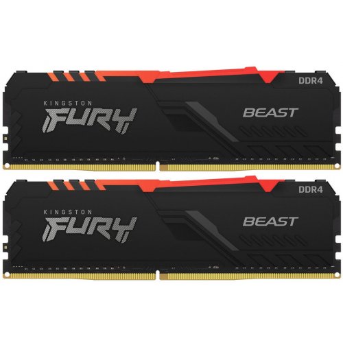 Озп Kingston DDR4 16GB (2x8GB) 3200Mhz FURY Beast RGB Black (KF432C16BBAK2/16) (Відновлено продавцем, 837623) купити в Україні: Київ, Львів, Хмельницький, Тернопіль, Івано-Франківськ | Перевірка сумісності, низька ціна, відгуки, характеристики від TELEMART фото