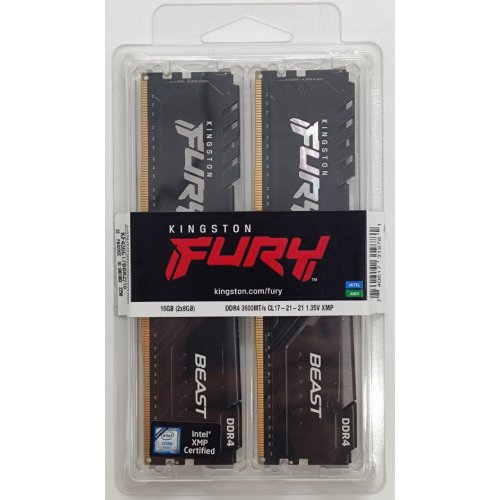 Озп Kingston DDR4 16GB (2x8GB) 3600Mhz FURY Beast Black (KF436C17BBK2/16) (Відновлено продавцем, 837638) купити в Україні: Київ, Львів, Хмельницький, Тернопіль, Івано-Франківськ | Перевірка сумісності, низька ціна, відгуки, характеристики від TELEMART фото