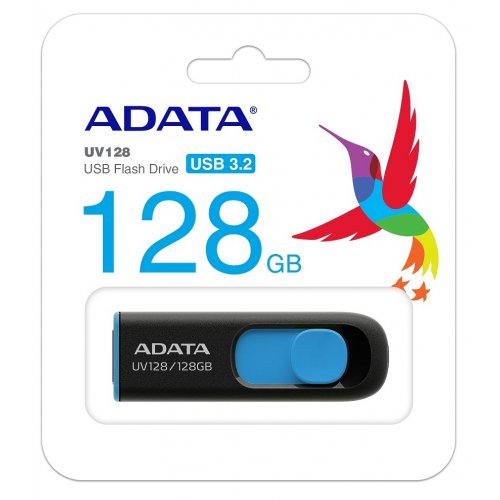 Купить Накопитель A-Data UV128 128GB USB 3.1 Black/Blue (AUV128-128G-RBE) - цена в Харькове, Киеве, Днепре, Одессе
в интернет-магазине Telemart фото