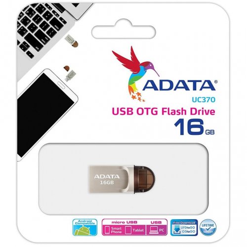Купить Накопитель A-Data UC370 16GB Type-C USB 3.1 Gold (AUC370-16G-RGD) - цена в Харькове, Киеве, Днепре, Одессе
в интернет-магазине Telemart фото