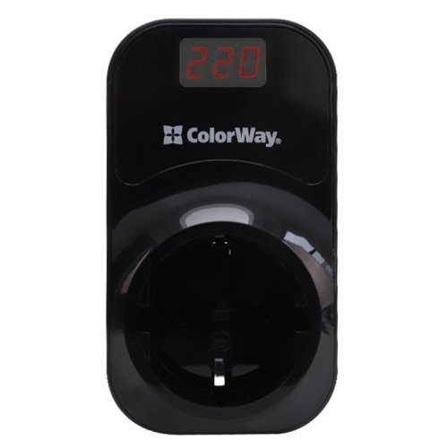 Реле напруги ColorWay 1 розетка 16A (CW-VR16-04D) Black купити в Україні: Київ, Львів, Хмельницький, Тернопіль, Івано-Франківськ | Низька ціна, відгуки, характеристики від TELEMART фото