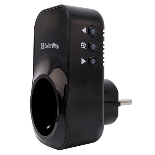 Реле напруги ColorWay 1 розетка 16A (CW-VR16-04D) Black купити в Україні: Київ, Львів, Хмельницький, Тернопіль, Івано-Франківськ | Низька ціна, відгуки, характеристики від TELEMART фото