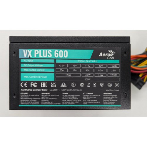 Блок живлення Aerocool VX Plus 600W (ACPN-VS60NEY.11) (Відновлено продавцем, 837839) купити в Україні: Київ, Львів, Хмельницький, Тернопіль, Івано-Франківськ | Перевірка сумісності, низька ціна, відгуки, характеристики від TELEMART фото