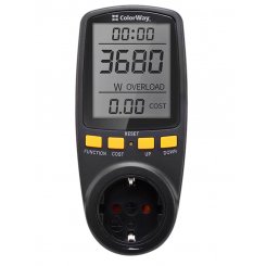 Енергометр цифровий ColorWay Power meter для розетки (CW-VM16-02D) Black