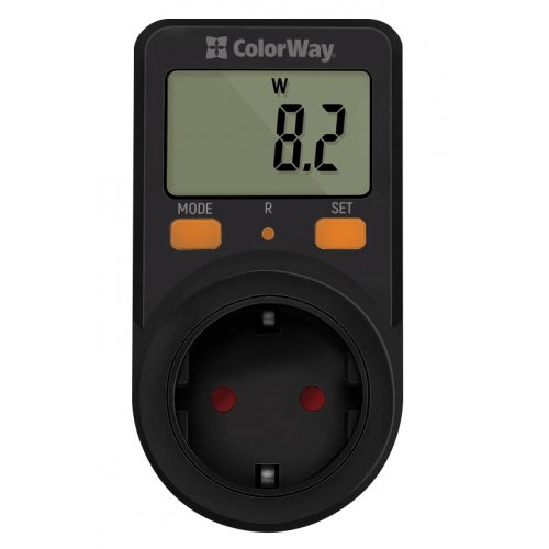 Енергометр цифровий ColorWay Power meter для розетки (CW-VM16-01D) Black купити в Україні: Київ, Львів, Хмельницький, Тернопіль, Івано-Франківськ | Низька ціна, відгуки, характеристики від TELEMART фото
