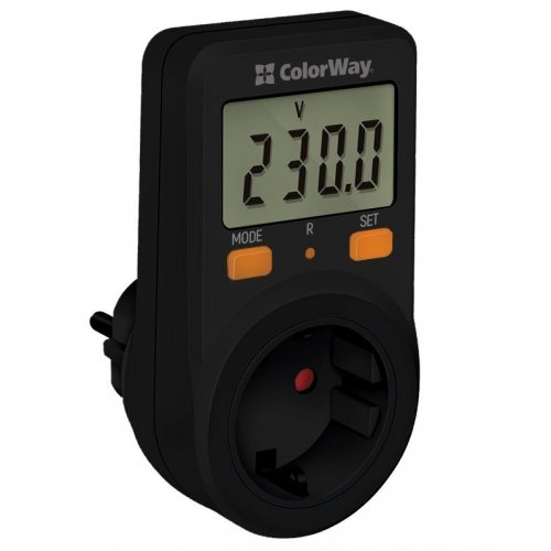 Енергометр цифровий ColorWay Power meter для розетки (CW-VM16-01D) Black купити в Україні: Київ, Львів, Хмельницький, Тернопіль, Івано-Франківськ | Низька ціна, відгуки, характеристики від TELEMART фото