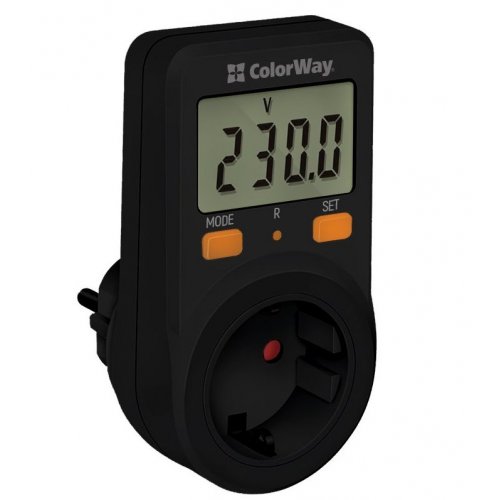Енергометр цифровий ColorWay Power meter для розетки (CW-VM16-01D) Black купити в Україні: Київ, Львів, Хмельницький, Тернопіль, Івано-Франківськ | Низька ціна, відгуки, характеристики від TELEMART фото