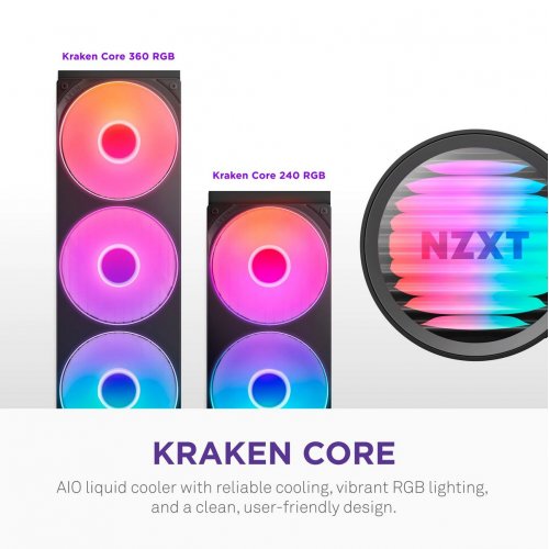 Готовая СВО NZXT Kraken Core 360 RGB (RL-KR36C-B1) Black купить в Украине: Киев, Днепр, Харьков, Одесса  | Проверка совместимости, низкая цена, отзывы, характеристики от TELEMART фото