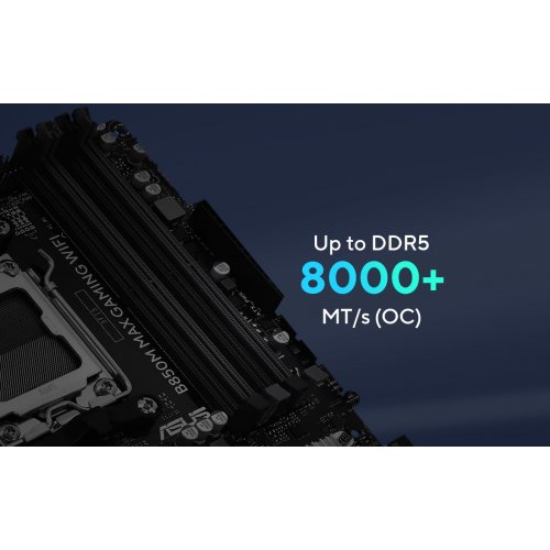 Уцінка материнська плата Asus B850M MAX GAMING WIFI (sAM5, AMD B850) (Сліди використання, 837890) купити в Україні: Київ, Львів, Хмельницький, Тернопіль, Івано-Франківськ | Перевірка сумісності, низька ціна, відгуки, характеристики від TELEMART фото