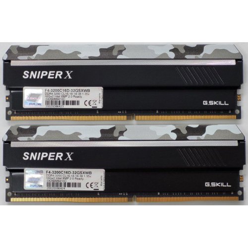 Озп G.Skill DDR4 32GB (2x16GB) 3200Mhz Sniper X (F4-3200C16D-32GSXWB) (Відновлено продавцем, 837900) купити в Україні: Київ, Львів, Хмельницький, Тернопіль, Івано-Франківськ | Перевірка сумісності, низька ціна, відгуки, характеристики від TELEMART фото