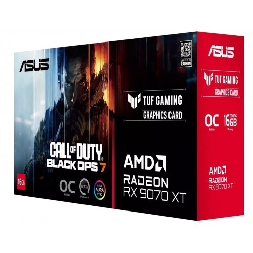 Відеокарта Asus TUF Radeon RX 9070 XT Gaming COD BO7 Special Edition 16384MB (TUF-RX9070XT-O16G-COD-BO7) купити в Україні: Київ, Львів, Хмельницький, Тернопіль, Івано-Франківськ | Перевірка сумісності, низька ціна, відгуки, характеристики від TELEMART фото